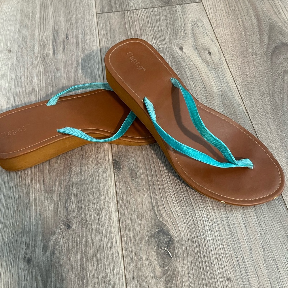 Apt. 9 Brown and Blue Sandals with Wedge